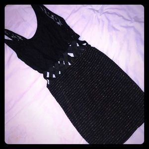 Black and gold lace dress